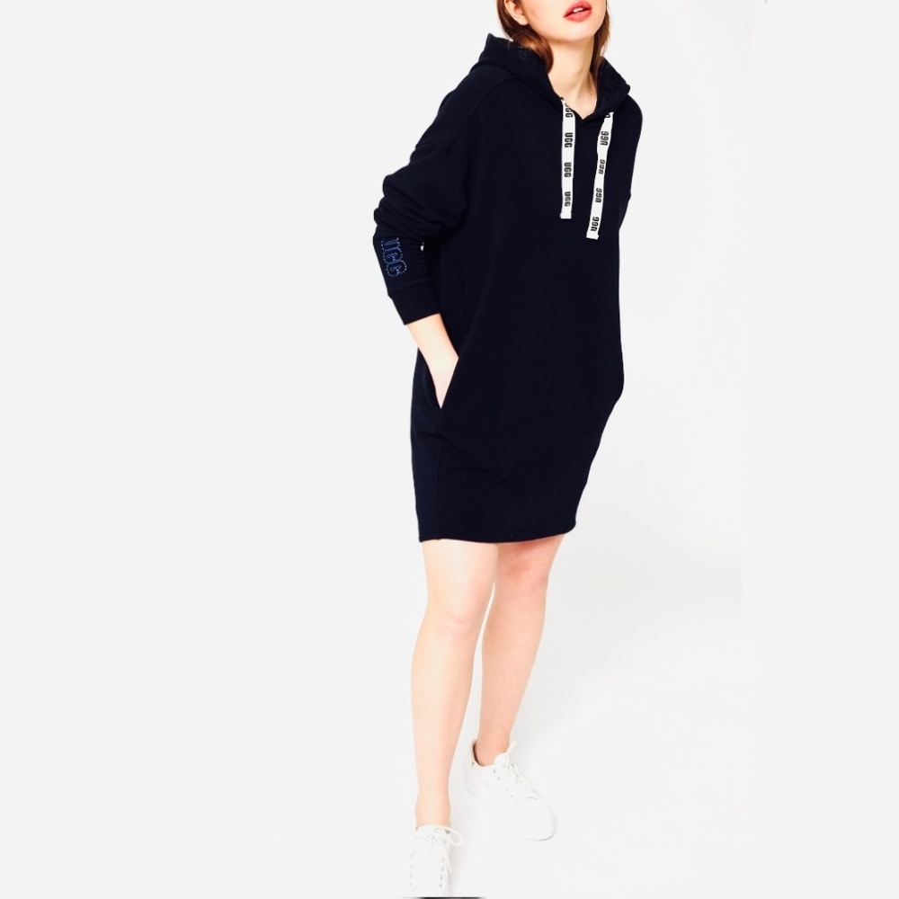 Ugg Hoodie Black Long Sleeves Sweatshirt Dress - Picture 1 of 9